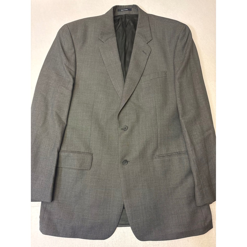 Chaps by Ralph Lauren Mens Grey Micro Pattern 2 Button Blazer Sport Coat 46R